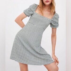 Zara Plaid Princess sleeve a-line dress